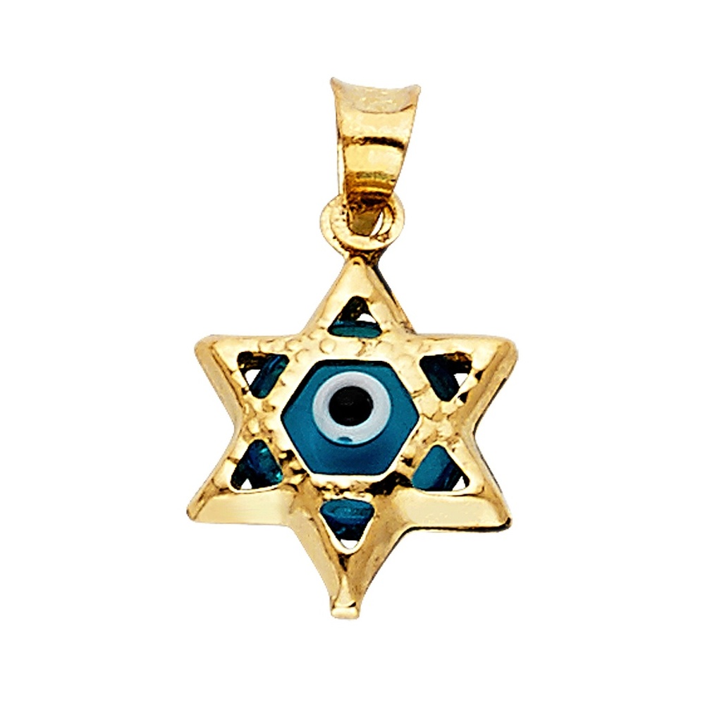 14K Yellow Gold  Evil Eye Star Pendant